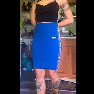 Adidas blue sporty midi stretch pencil skirt